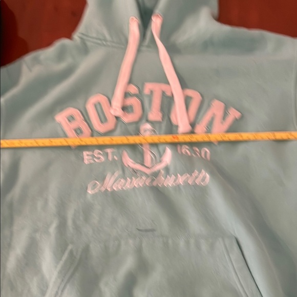 Mint Green Hoodie with Boston Print - Picture 7 of 8